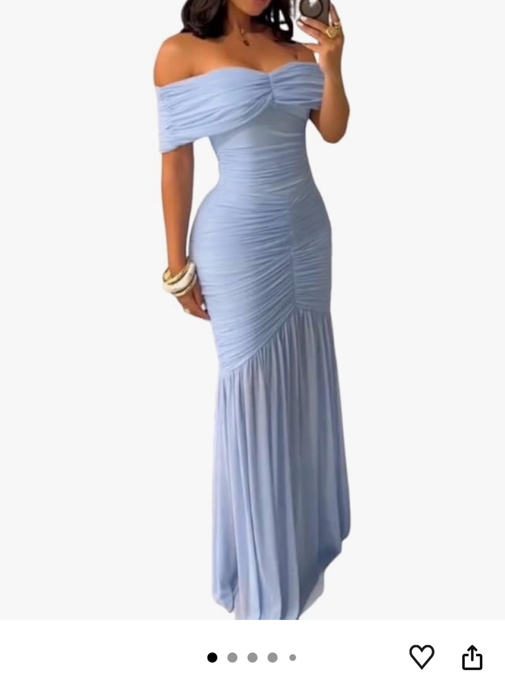 CBR One-Shoulder Light Blue Ruched Maxi Dress